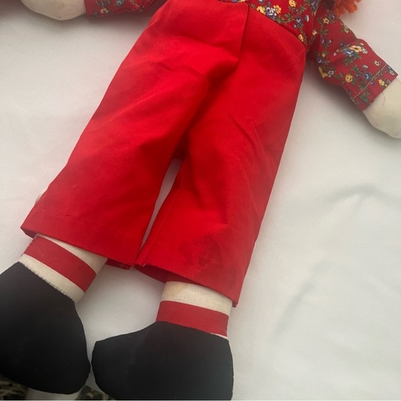 Raggedy Ann and Andy 19” Handcrafted Dolls with Orange Yarn Hair Vintage - Picture 10 of 13